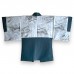 KIMONO & HAORI BLEU-VERT EN SOIE STRUCTURÉE 009-231 (M)
